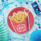 Cute Valentine French Fries Pun ペーパープレート (パーティー)