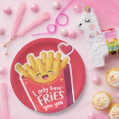 Cute Valentine French Fries Pun ペーパープレート (パーティー)