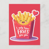 Cute Valentine French Fries Pun ポストカード (正面)