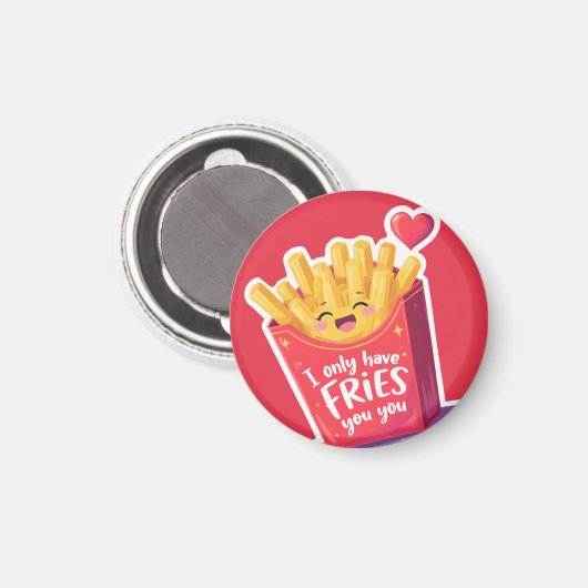 Cute Valentine French Fries Pun マグネット (正面/裏面)