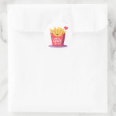 Cute Valentine French Fries Pun ラウンドシール (バッグ)