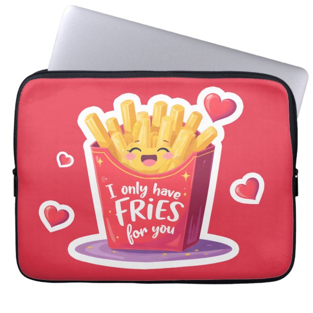 Cute Valentine French Fries Pun ラップトップスリーブ (正面)