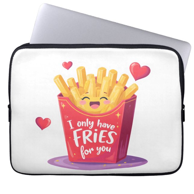Cute Valentine French Fries Pun ラップトップスリーブ (正面)
