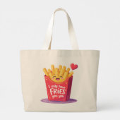 Cute Valentine French Fries Pun ラージトートバッグ (裏面)