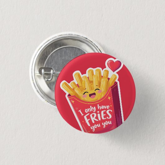Cute Valentine French Fries Pun 缶バッジ (正面&裏面)