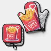 Cute Valentine French Fries Pun 鍋つかみ&鍋敷きセット (正面/裏面)