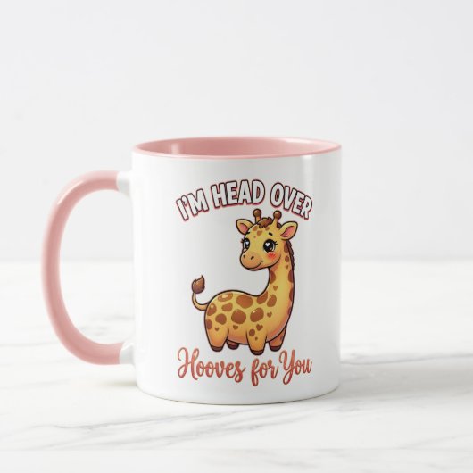 Cute Valentine Giraffe – Head Over Hooves for You マグカップ (左)