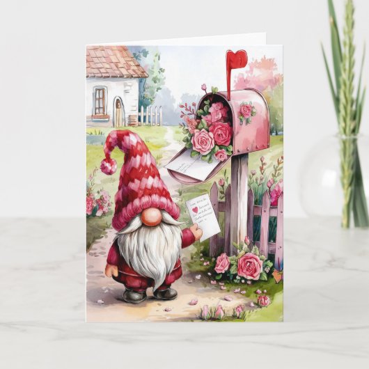 Cute Valentine Gnome At Mailbox Pen Pal カード (正面)