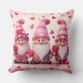 Cute Valentine Gnome Throw Pillow クッション (正面)