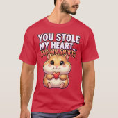 Cute Valentine Hamster–You Stole My Heart & Snacks Tシャツ (正面)