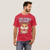 Cute Valentine Hamster–You Stole My Heart & Snacks Tシャツ (正面フル)