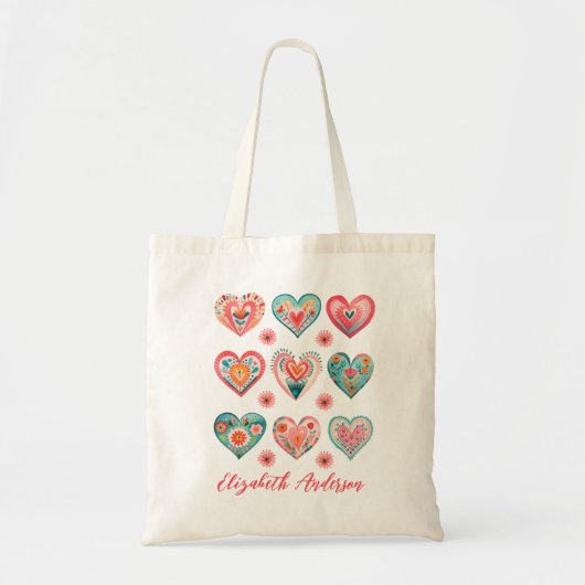 Cute Valentine Heart Pattern トートバッグ (正面)