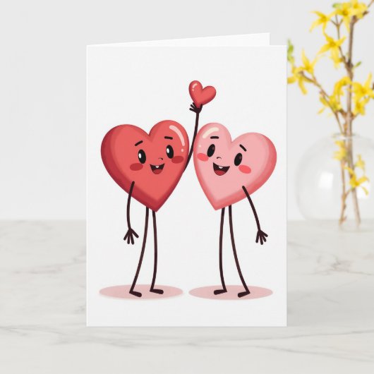 Cute Valentine Hearts Card カード (黄色い花)