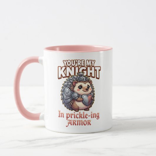 Cute Valentine Hedgehog – Knight in Prickly Armor マグカップ (左)