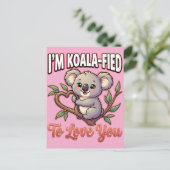 Cute Valentine Koala – I’m Koala-Fied to Love You ポストカード (スタンド正面)
