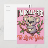 Cute Valentine Koala – I’m Koala-Fied to Love You ポストカード (正面/裏面)