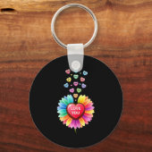 Cute Valentine Love Sunflower Hearts Candy For Gir キーホルダー (正面)