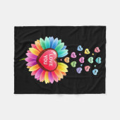 Cute Valentine Love Sunflower Hearts Candy For Gir フリースブランケット (正面(横))