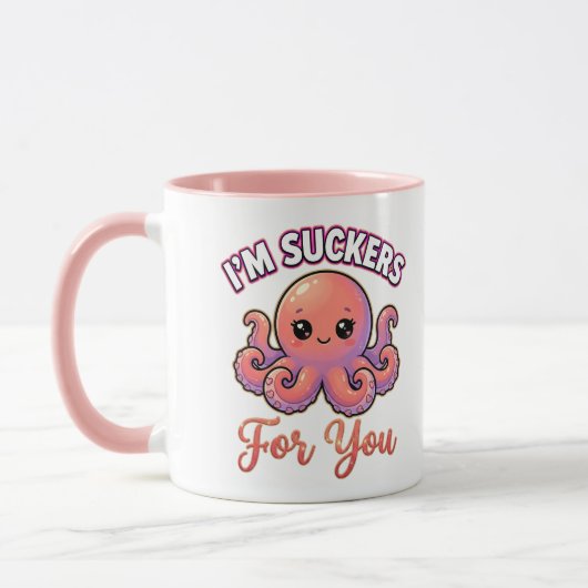 Cute Valentine Octopus – I’m Suckers for You マグカップ (左)