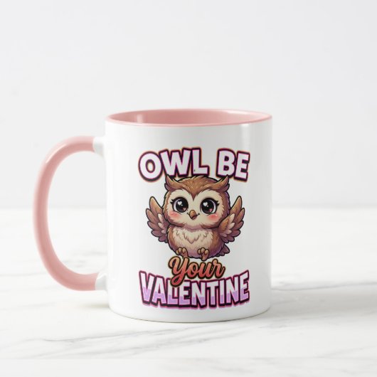 Cute Valentine Owl – Owl Be Your Valentine マグカップ (左)