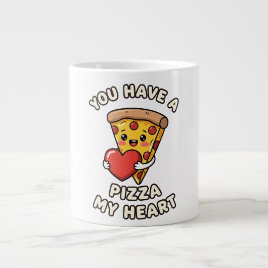 Cute Valentine Pizza Slice – Fun Romantic Gift for ジャンボコーヒーマグカップ (正面)