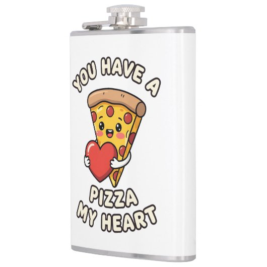 Cute Valentine Pizza Slice – Fun Romantic Gift for フラスク (左)