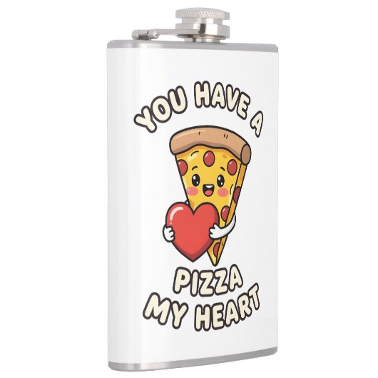 Cute Valentine Pizza Slice – Fun Romantic Gift for フラスク (右)