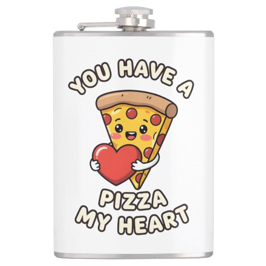 Cute Valentine Pizza Slice – Fun Romantic Gift for フラスク (正面)