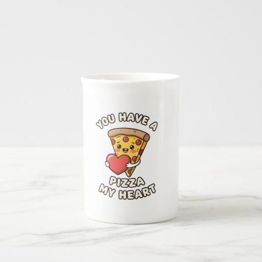 Cute Valentine Pizza Slice – Fun Romantic Gift for ボーンチャイナマグカップ (正面)