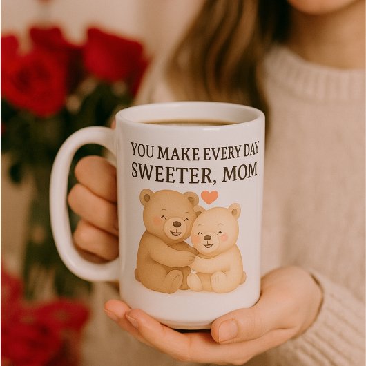 Cute Valentine’s Day Bear Mug for Mom – Gift コーヒーマグカップ
