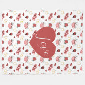 Cute Valentine`s Day Blanket With A Red Heart フリースブランケット (正面(横))