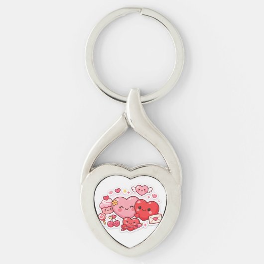 Cute Valentine’s Day Heart Keychain – Perfect gift キーホルダー (正面)