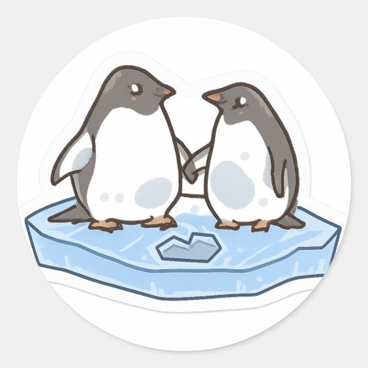 Cute Valentine’s Penguin Sticker ラウンドシール (正面)