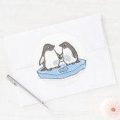 Cute Valentine’s Penguin Sticker ラウンドシール (封筒)