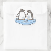 Cute Valentine’s Penguin Sticker ラウンドシール (バッグ)