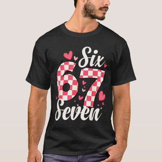 Cute Valentine Six Seven Checkerboard Love Nk Hear Tシャツ (正面)