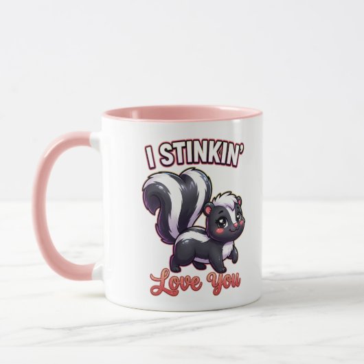 Cute Valentine Skunk – I Stinkin’ Love You マグカップ (左)