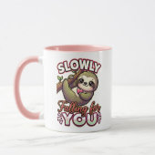 Cute Valentine Sloth – Slowly Falling for You マグカップ (左)