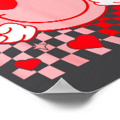 Cute Valentine Smile Face Smiling Checkered Patter ポスター (角)