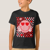 Cute Valentine Smile Face Smiling Checkered Patter Tシャツ (正面)