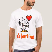 Cute Valentine Snoopy-Style Dog With Heart – Happy Tシャツ (正面)