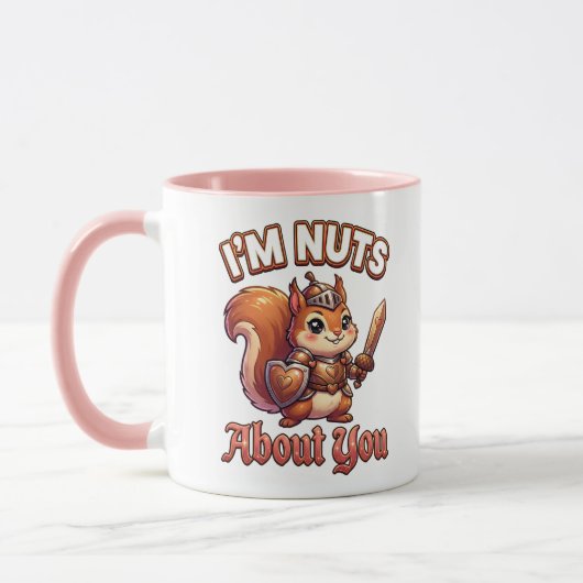 Cute Valentine Squirrel Knight–I’m Nuts About You マグカップ (左)