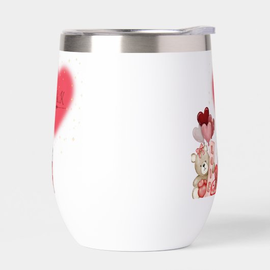 Cute Valentine Stemless Wine Tumbler (左面)