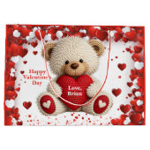 Cute Valentine Teddy Bear ラージペーパーバッグ (裏面)