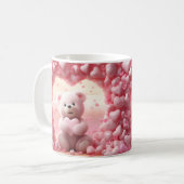 Cute Valentine Teddy Bear Mug Valentine's Day Mug コーヒーマグカップ (正面左)