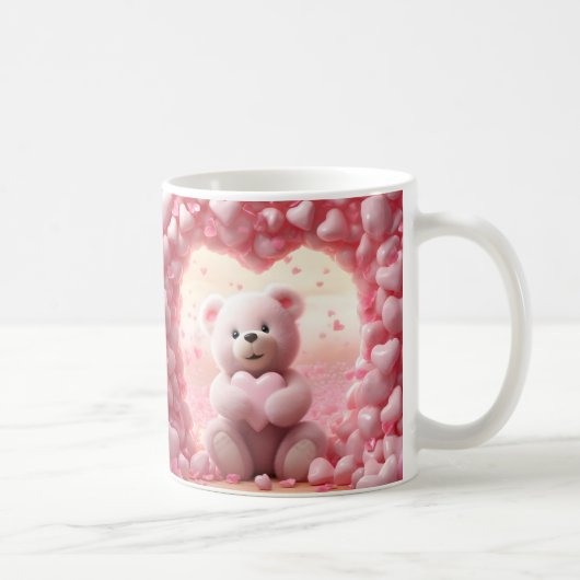 Cute Valentine Teddy Bear Mug Valentine's Day Mug コーヒーマグカップ (右)