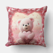 Cute Valentine Teddy Bear Throw Pillow クッション (正面)