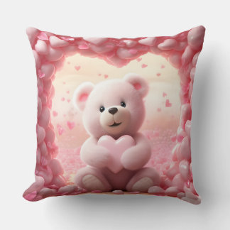 Cute Valentine Teddy Bear Throw Pillow クッション