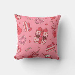 Cute Valentine Treats Pattern Throw Pillow クッション