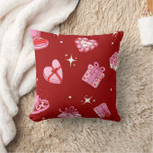 Cute Valentine Treats Pattern Throw Pillow クッション (ブランケット)
